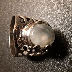 Handmade Moonstone Silver Ring Size 9